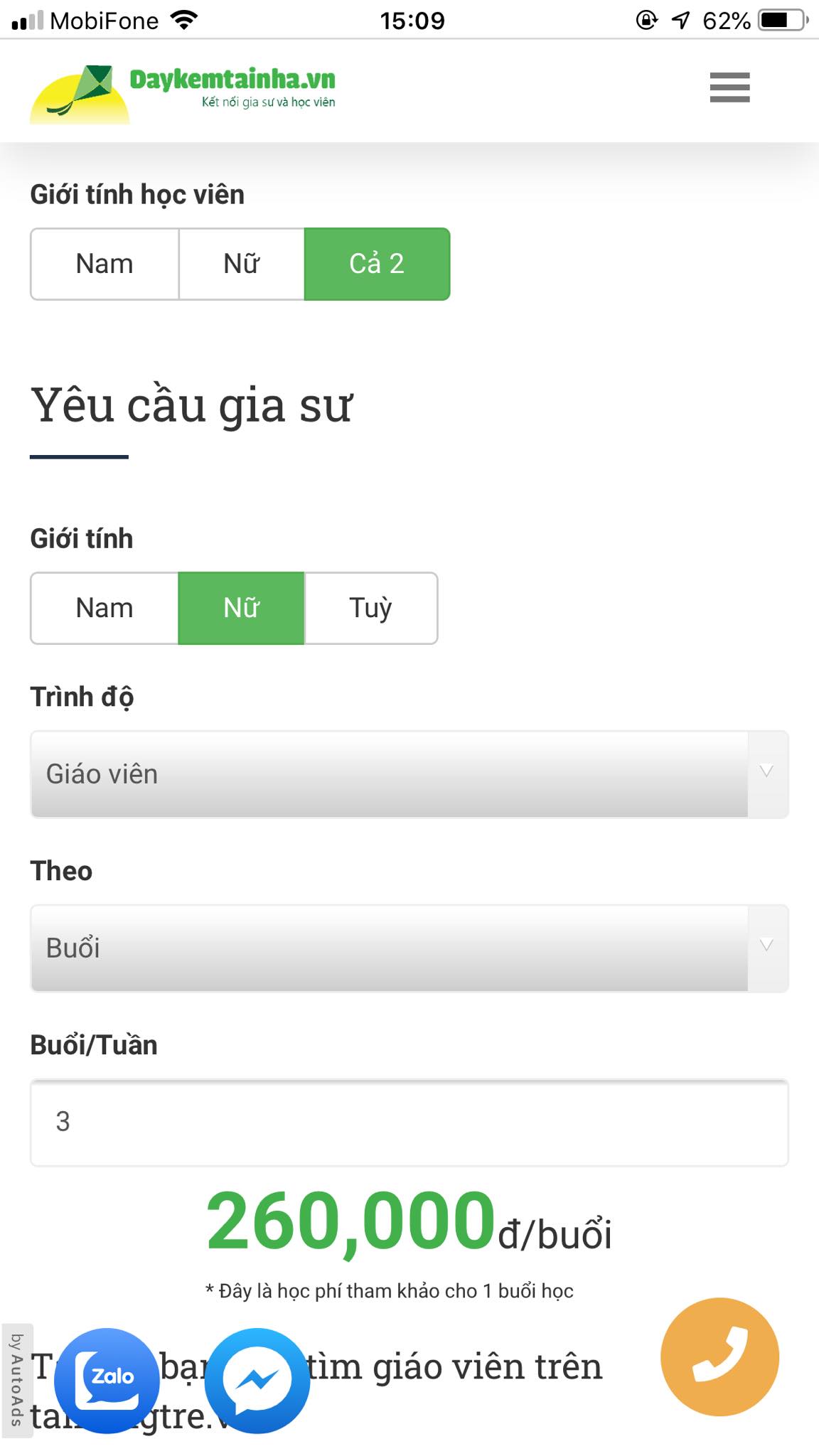 Học phí Thanh nhạc